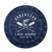 Rustic Family Lake House Navy Blue Wood Dartscheibe (vorne)