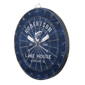 Rustic Family Lake House Navy Blue Wood Dartscheibe (Vorderseite rechts)