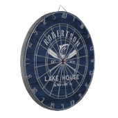 Rustic Family Lake House Navy Blue Wood Dartscheibe (Vorderseite Links)