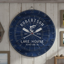 Rustic Family Lake House Navy Blue Wood Dartscheibe
