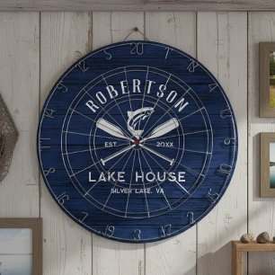 Rustic Family Lake House Navy Blue Wood Dartscheibe