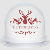 Rustic Family Monogram Christmas Photo Schneekugeln (Vorderseite)