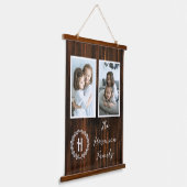 Rustic Family Monogram Foto Hangband Wandteppich Mit Holzrahmen (Gewinkelt)