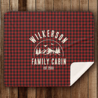 Rustic Family Name Cabin Cottage Retro Red Plaid
