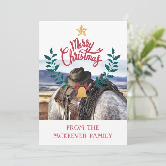 Rustic Family Ranch Weihnachtskarte (Stehend Vorderseite)