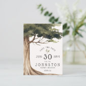 Rustic Family Wiedersehen Party Save the Date Baum Postkarte (Stehend Vorderseite)
