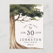 Rustic Family Wiedersehen Party Save the Date Baum Postkarte (Vorderseite)