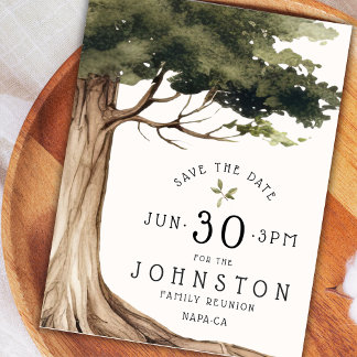 Rustic Family Wiedersehen Party Save the Date Baum Postkarte