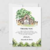 Rustic Farm Animal Baby Showroom Danke Karte (Vorderseite)