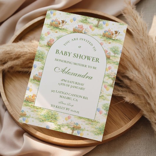 Rustic Farm Animals Pastel Baby Shower Einladung