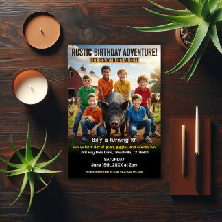 Rustic Farm Birthday Party Invitation Einladung