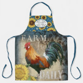 Rustic Farm Rooster Sunflowers Blue Kitchen Name A Schürze (Vorderseite)