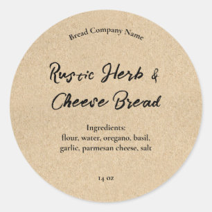Rustic Farm Style Brot Food Baked Goods Company Runder Aufkleber