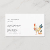 Rustic Farm Watercolor Floral Chicken Hen Egg Visitenkarte (Rückseite)