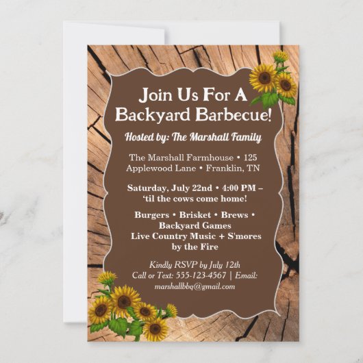 Rustic Farmhouse BBQ Cookout Invitation – 5x7"  Einladung (Vorderseite)