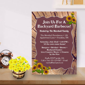 Rustic Farmhouse BBQ Cookout Invitation – 5x7"  Einladung