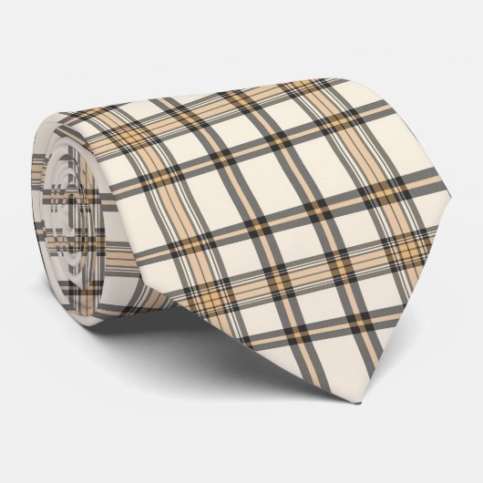 Rustic Farmhouse Beige and Brown Plaid Gift Krawatte (Gerollt)