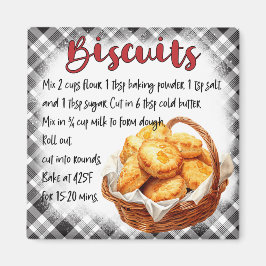 Rustic Farmhouse Biscuit Recipe Gingham Decor Magnet