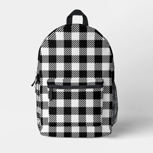 Rustic Farmhouse Black & White Checkered Bedruckter Rucksack (Vorderseite)