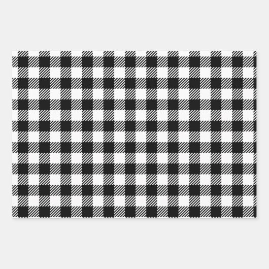 Rustic Farmhouse Black & White Checkered Geschenkpapier Set (Vorderseite 3)