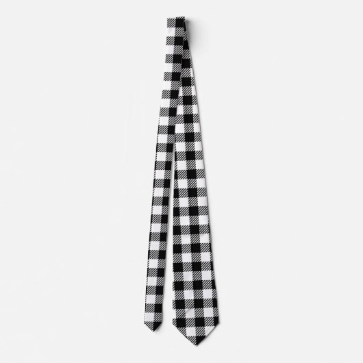 Rustic Farmhouse Black & White Checkered Krawatte (Rückseite)