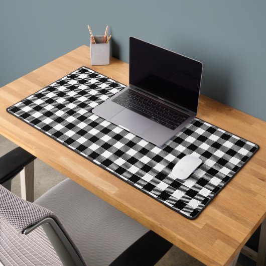 Rustic Farmhouse Black & White Checkered Schreibtischunterlage (Büro 2)