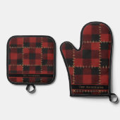 Rustic Farmhouse Buffalo Plaid Custom Christmas Ofenhandschuh & Topflappen-Set (Vorderseite)