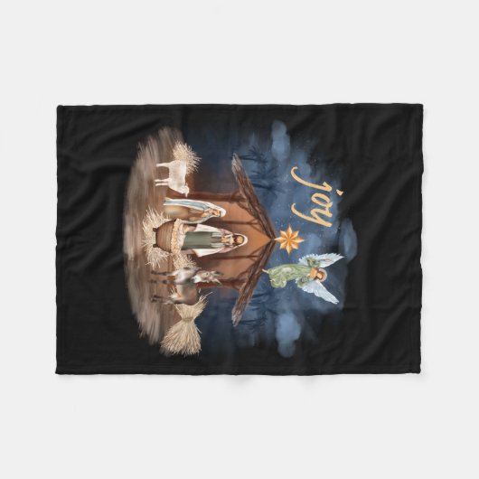 Rustic Farmhouse Christmas Joy Nativity Fleecedecke (Vorderseite (Horizontal))