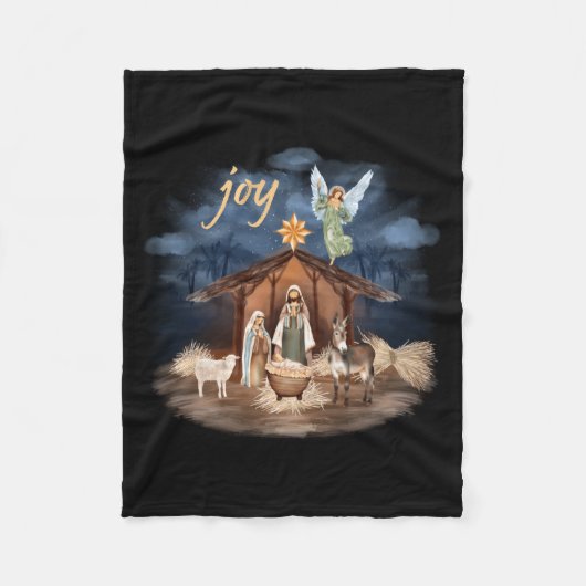 Rustic Farmhouse Christmas Joy Nativity Fleecedecke (Vorderseite)