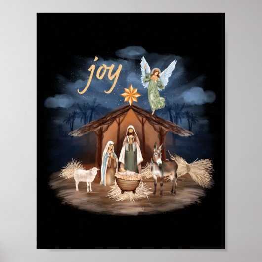 Rustic Farmhouse Christmas Joy Nativity  Poster (Vorne)