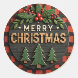 Rustic Farmhouse Cottagecore Merry Christmas Runder Aufkleber