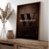 Rustic Farmhouse Family Last Name Western Decor Poster