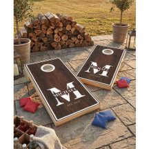 Rustic Farmhouse Family Monogram Dark Wood 