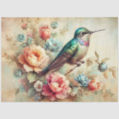 Rustic Farmhouse Floral Hummingbird Decoupage Seidenpapier (Vorderseite)