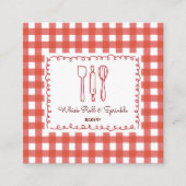 Rustic Farmhouse Gingham Bakery QR Code Quadratische Visitenkarte (Vorderseite)