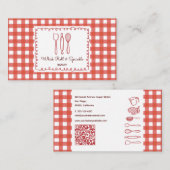 Rustic Farmhouse Gingham QR Code Bakery Visitenkarte (Vorne/Hinten)