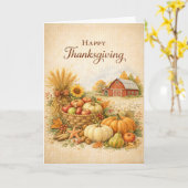 Rustic Farmhouse Happy Thanksgiving Harvest  Karte (Gelbe Blume)