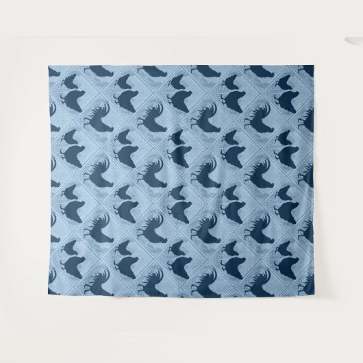 Rustic Farmhouse Hen Pattern – In Blue  Wandteppich (Vorderseite (Horizontal))