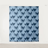 Rustic Farmhouse Hen Pattern – In Blue  Wandteppich (Vorderseite)