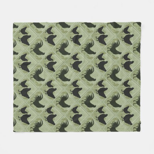 Rustic Farmhouse Hen Pattern – In Green Fleecedecke (Vorderseite (Horizontal))