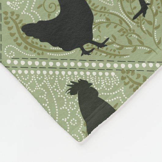 Rustic Farmhouse Hen Pattern – In Green Fleecedecke (Ecke)
