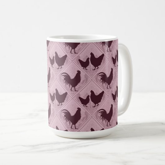 Rustic Farmhouse Hen Pattern – In Pink Kaffeetasse (VorderseiteRechts)