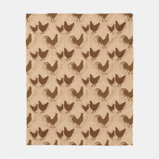 Rustic Farmhouse Hen Pattern – In Warm Brown Fleecedecke