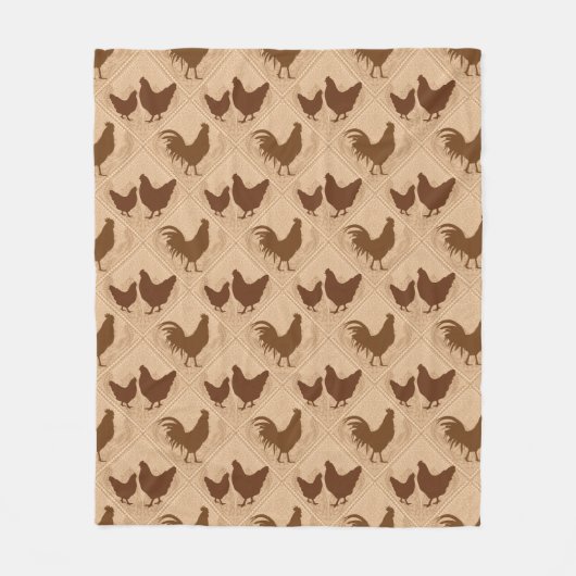 Rustic Farmhouse Hen Pattern – In Warm Brown Fleecedecke (Vorderseite)
