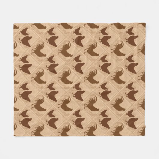 Rustic Farmhouse Hen Pattern – In Warm Brown  Fleecedecke (Vorderseite (Horizontal))