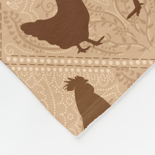 Rustic Farmhouse Hen Pattern – In Warm Brown Fleecedecke (Ecke)