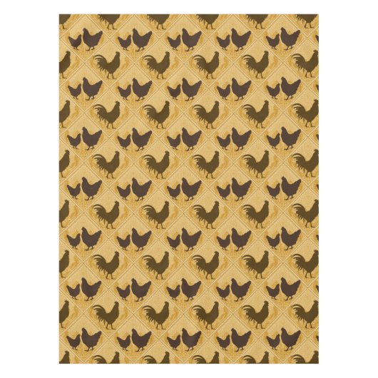 Rustic Farmhouse Hen Pattern – In Yellow  Tischdecke (Vorderseite)
