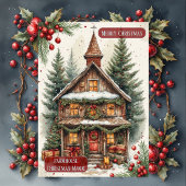Rustic Farmhouse Magic Christmas Cottage Decor Feiertagskarte