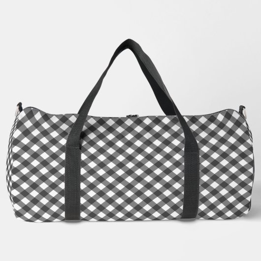 Rustic Farmhouse Monochrome Buffalo Check Geometri Duffle Bag (Vorderseite)
