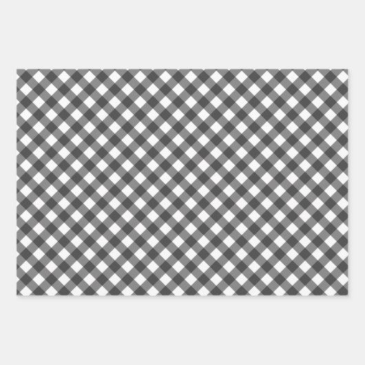 Rustic Farmhouse Monochrome Buffalo Check Geometri Geschenkpapier Set (Vorderseite 3)